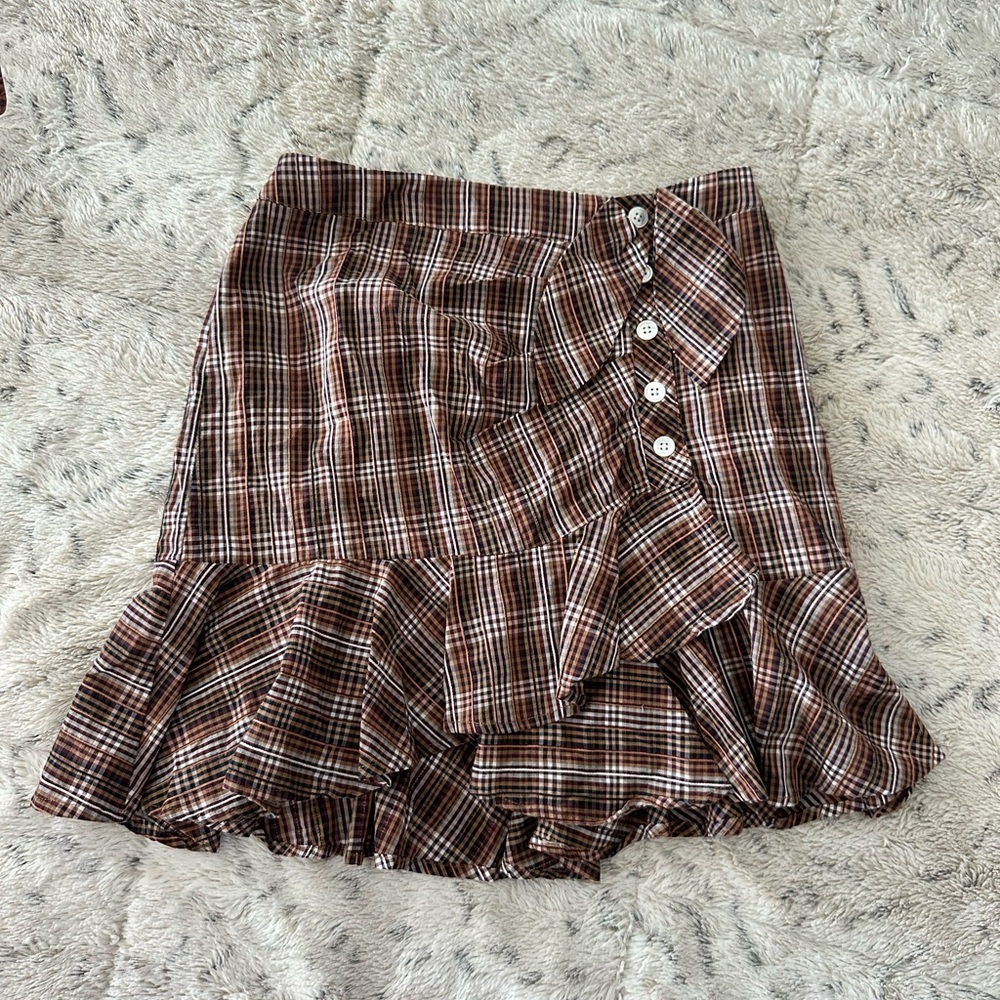 Veronica Beard Kaia Asymmetrical Tiered Ruffle Mini Skirt.
